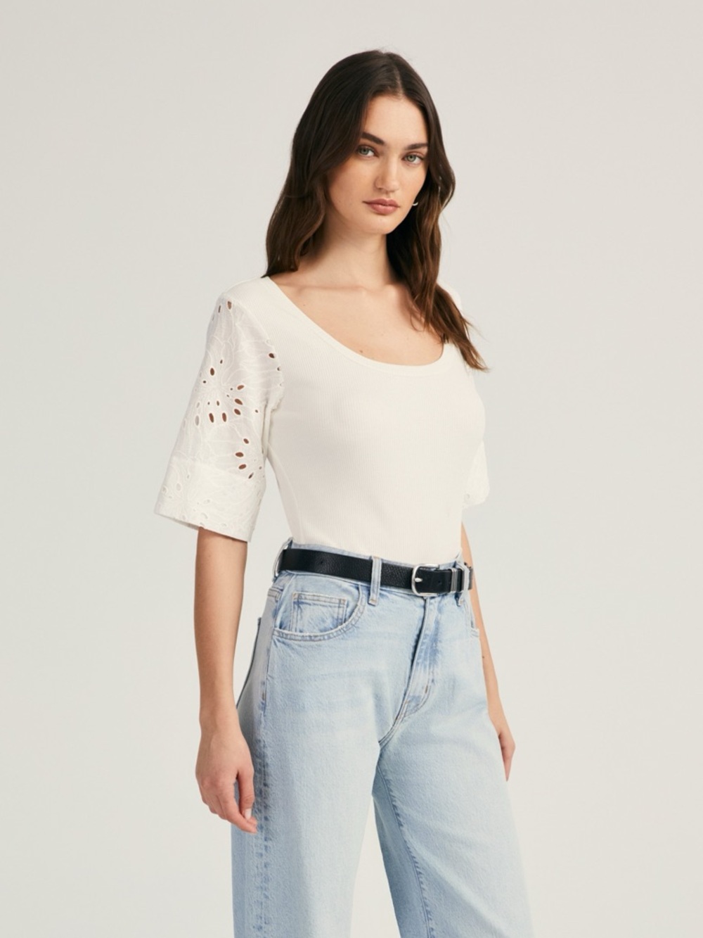 DEREK LAM 10 CROSBY Margaux Mixed Media T-Shirt